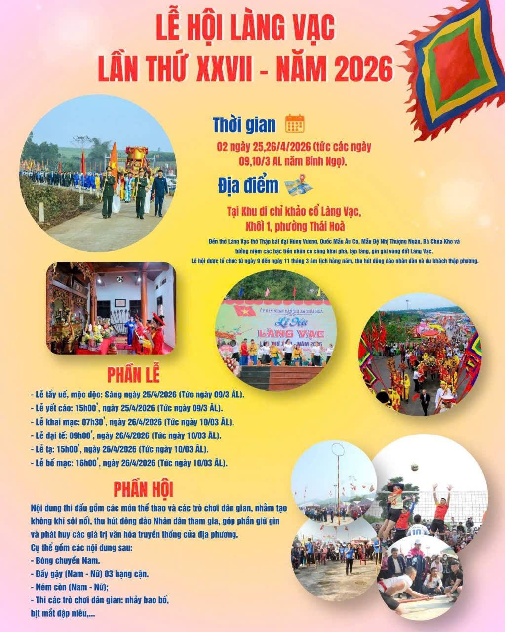 Tham gia Lễ Hội Làng Vạc tôn Vinh giá trị lịch sử truyền thống